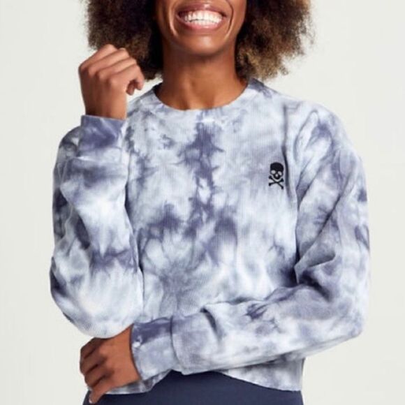 SoulCycle, Julia Tie Dye Cropped Long Sleeve Pullover Waffle Textured Women’s XS - Picture 1 of 11